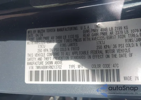 2024 Mazda Cx-50 2.5 S Preferred из США, поврежденный, VIN 7MMVABBM1RN213702